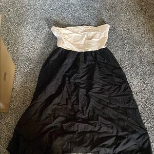 Elegant Black and Cream Strapless Dress